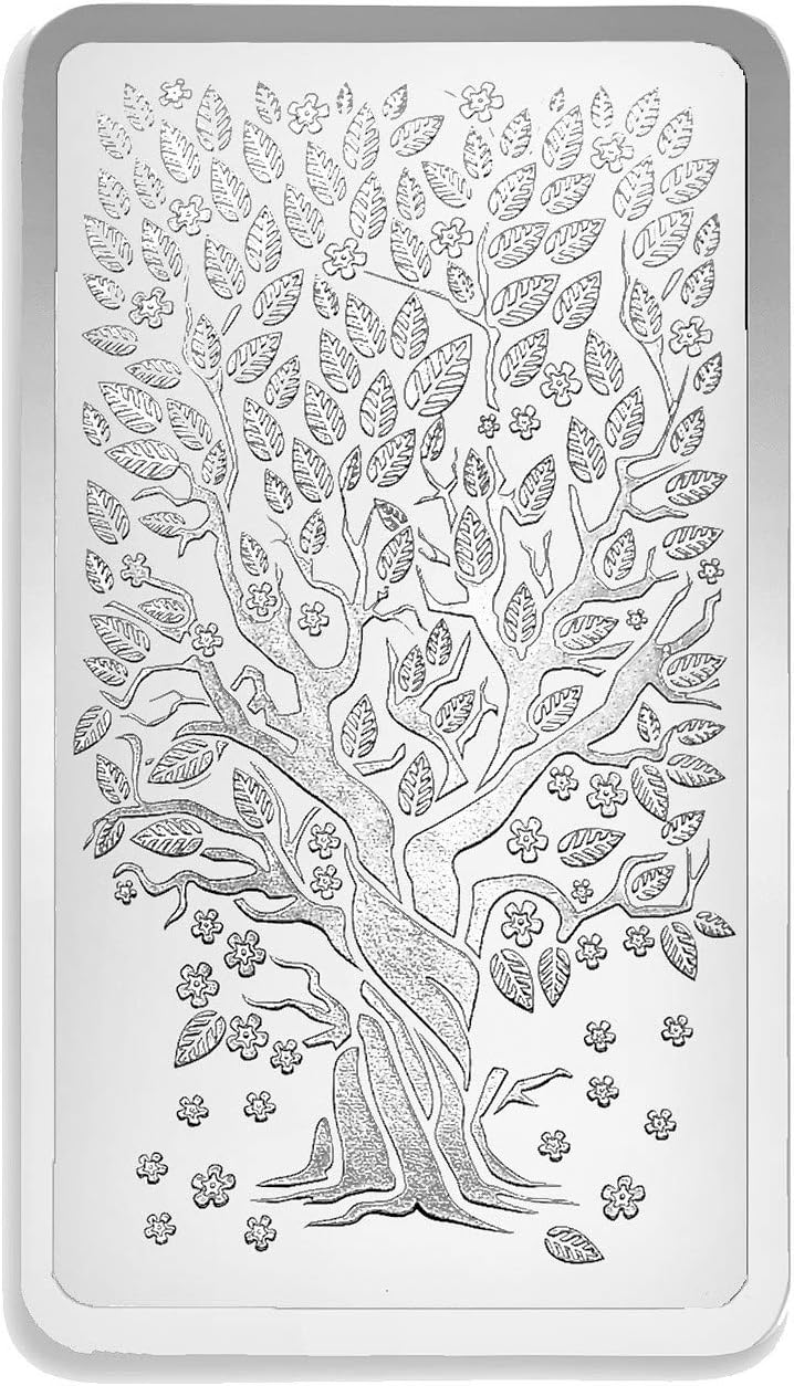 RSW 999 Purity Silver Bar with BIS Hallmark - Available in 10gm, 20gm, 50gm, 100gm, 250gm, 500gm, 1kg | Precious Banyan Tree Design Fine Silver Coin