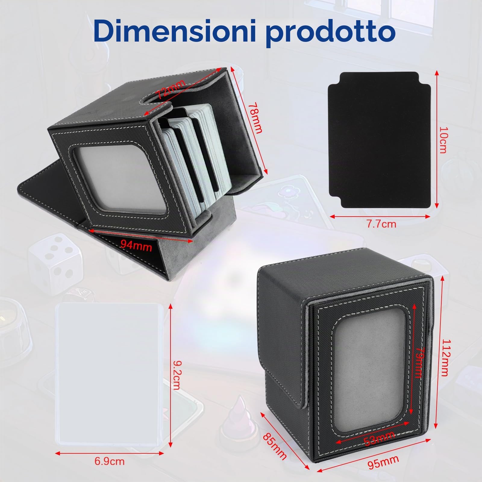 TOSAVGA Deck Box Per Mtg, Porta Deck con Display Comandante, Scatola di Carte per 100 Carte, Grande Capacità, In Pelle con 2 Separatori, Porta Mazzo Magnetic Flip