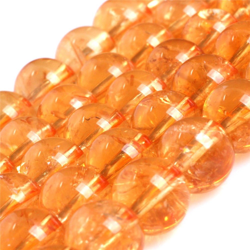 JOE FOREMAN 8mm Yellow Citrine Semi Precious Gemstone Round AAA Grade Loose Beads for Jewelry Making DIY Handmade Craft Supplies 15"