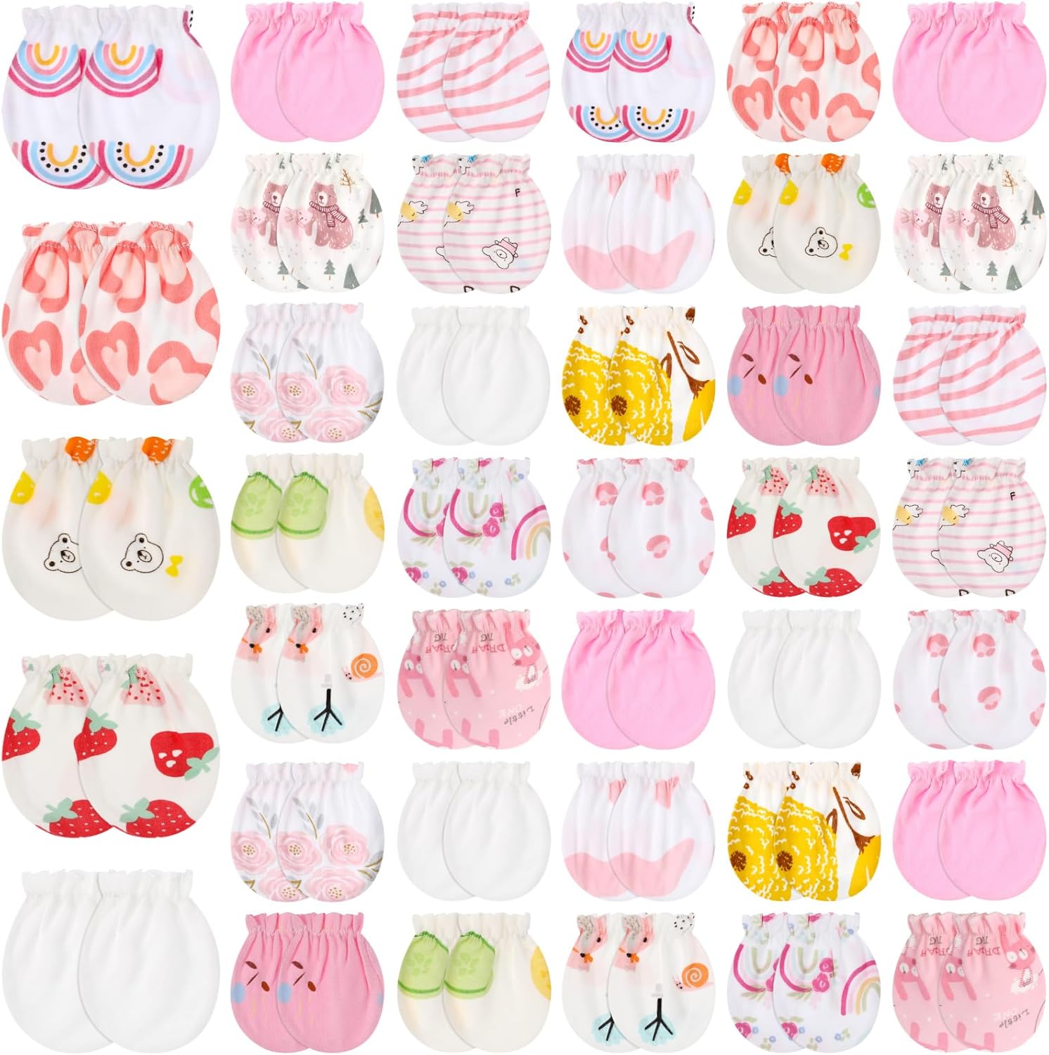 Geyoga 40 Pairs Newborn Baby Mittens No Scratch Mittens Soft Elastic Infant Baby Gloves for 0-6 Months