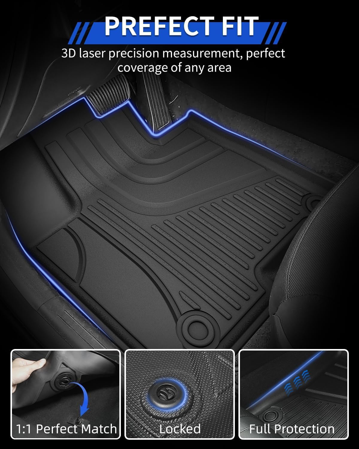 Floor Mats Fit for Hyundai Tucson 2026 2025 2024 2023 2022 Floor Liners & Cargo Mat (Not PHEV) - Custom Fit TPE Heavy Duty All Weather Floor Mats Cargo Liner for Tucson Accessories Black - Image 3