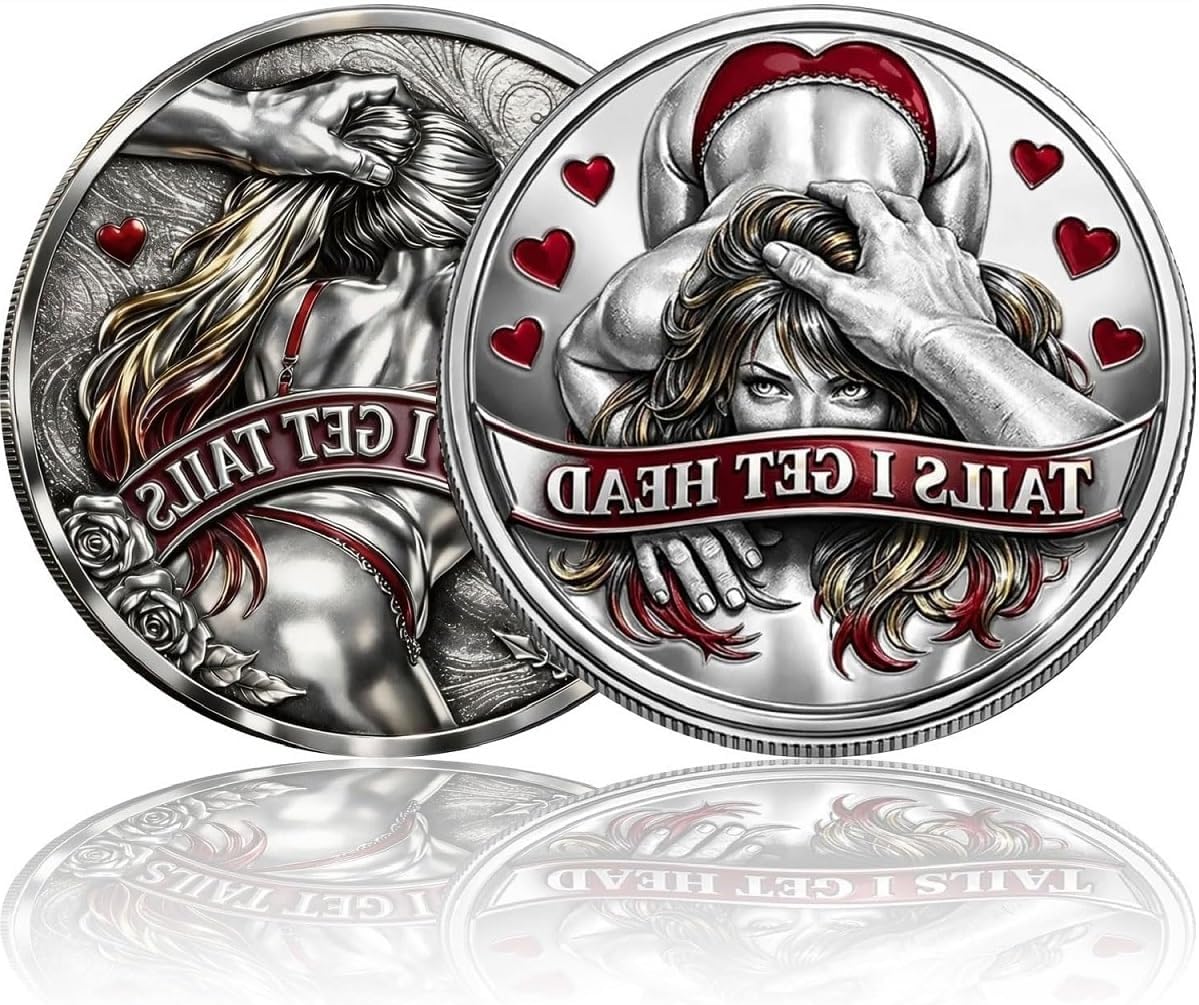 Valentine's Day Gift,Heads I Get Tail/Tails I Get Head, Funny Heads and Tails, Double-Sided Lucky Token, Decision Coins for Couples, Humor Prank Gift for Adults Date Night Ideas
