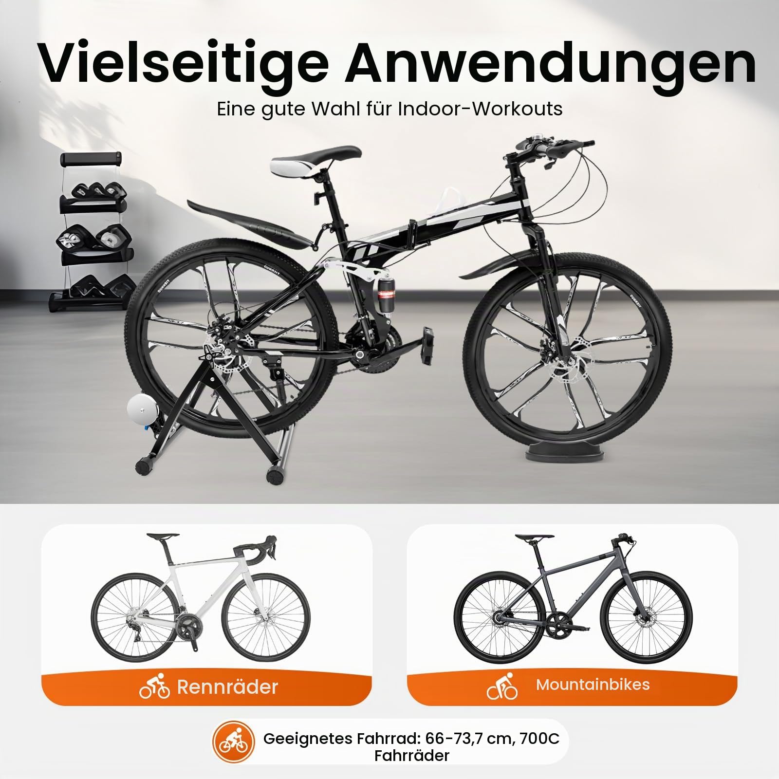Rollentrainer Magnet Bremse Fahrrad Rennrad MTB Rolle Radfahren ÜBung StationäRe FahrradstäNder Trainer Mit Schnellspannhebel 55x48x40Cm FüR 26-29-Zoll-Bikes Und 700C-Bikes