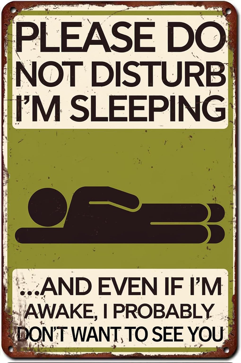 Please Do Not Disturb I'm Sleeping Tin Sign Funny Decor Metal Vintage for Bar Pub Poster Wall Decor Home Club Cafe Shop 8x12 Inch