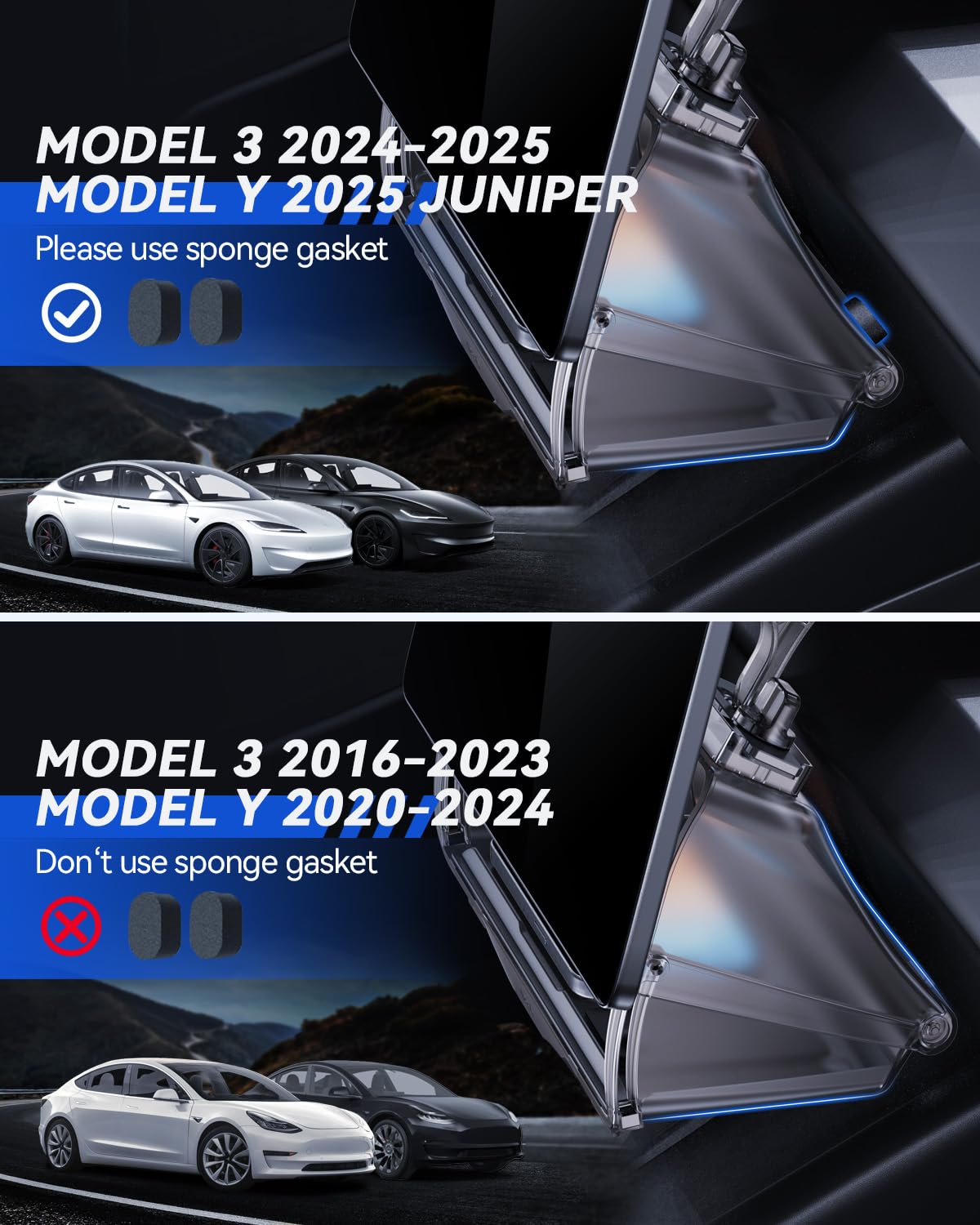 3-in-1 Organizer sotto Display per Tesla Model Y 2020-2025 e Model 3 2016-2025 Piccolo tavolo portaoggetti dietro lo schermo Tesla Juniper Highland Accessori