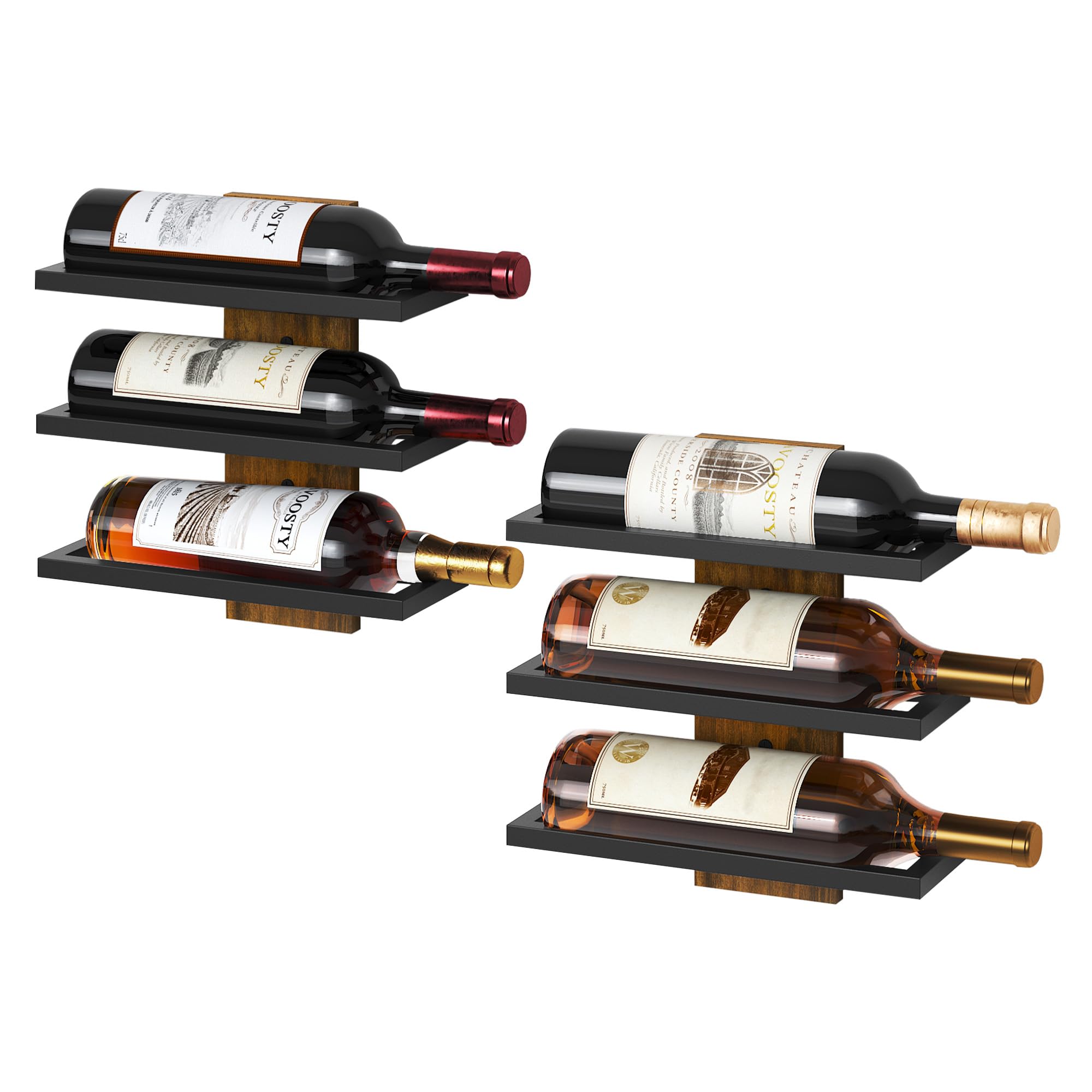FAVOOSTY Botellero Pared 3 Set, Botellero Vertical, Estante para Botellas con 6 Niveles, 6 Botellas de Vino, Soporte para Botellas, Estante de Metal para Botellas de Vino, para Comedor, Bodega, Negro — view 11