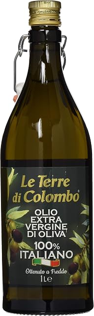 Le Terre di Colombo 100% Italian Extra Virgin Olive Oil - Ribbed Bottle with Mechanical Cap - 1 L