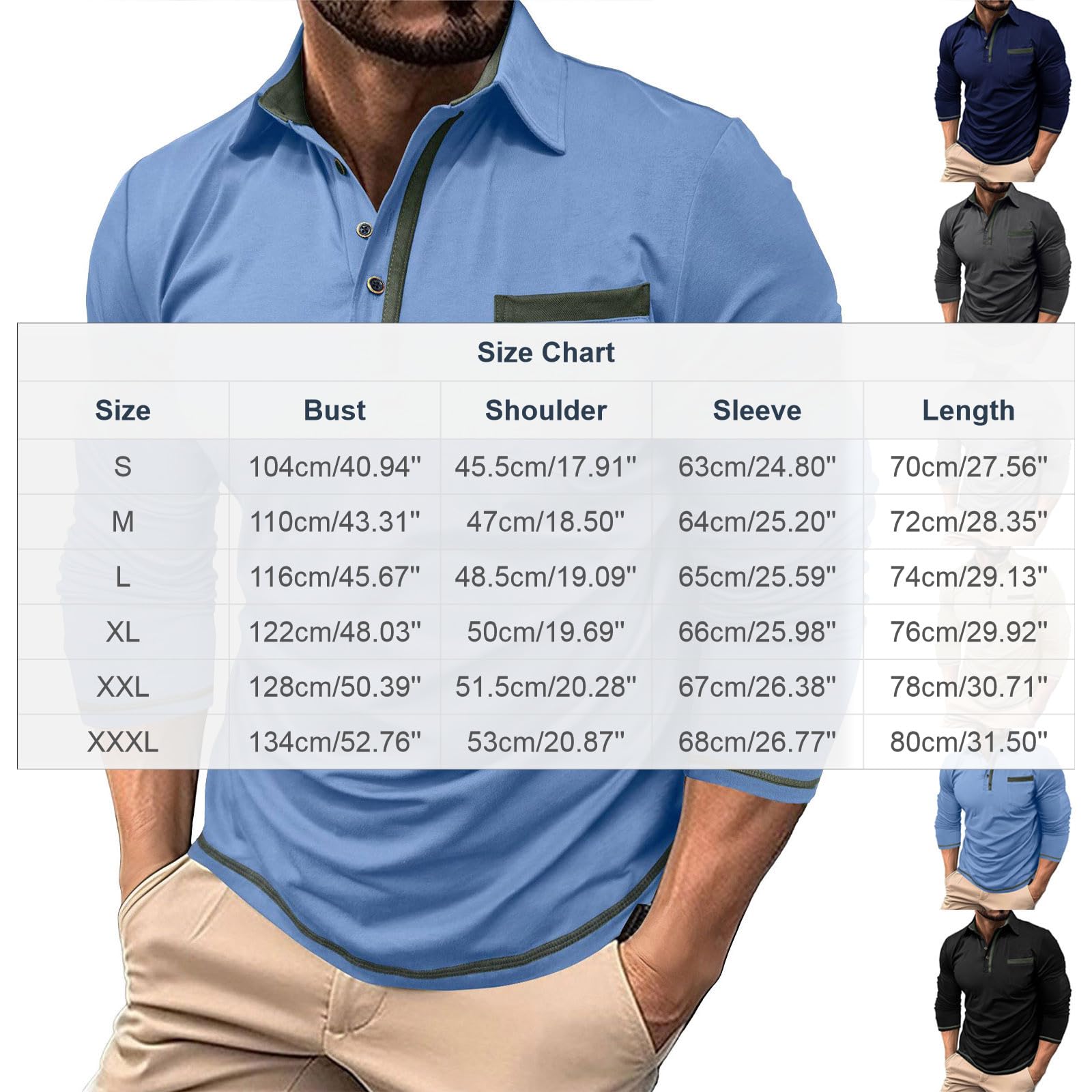 Polo Homme Manche Longue Habit Décontracté Polo Manche Longue Homme Confortable Haut Quotidien Tee Shirt Basique Vêtements Travail Vetement Outdoor Habit Plage Haut Doux Vêtements Extérieure Vetement