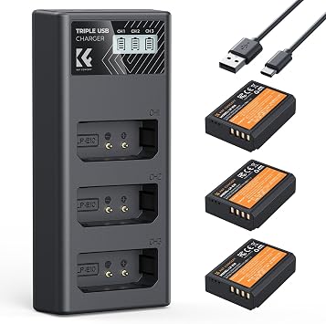 K&F CONCEPT LP-E10 Battery 3-Pack and Upgraded Rebel T7 Battery Charger Compatible with Canon Rebel T7 T6 T5 T100, Kiss X50 X70 X80 X90, EOS 1100D 1200D 1300D 1500D 2000D Camera