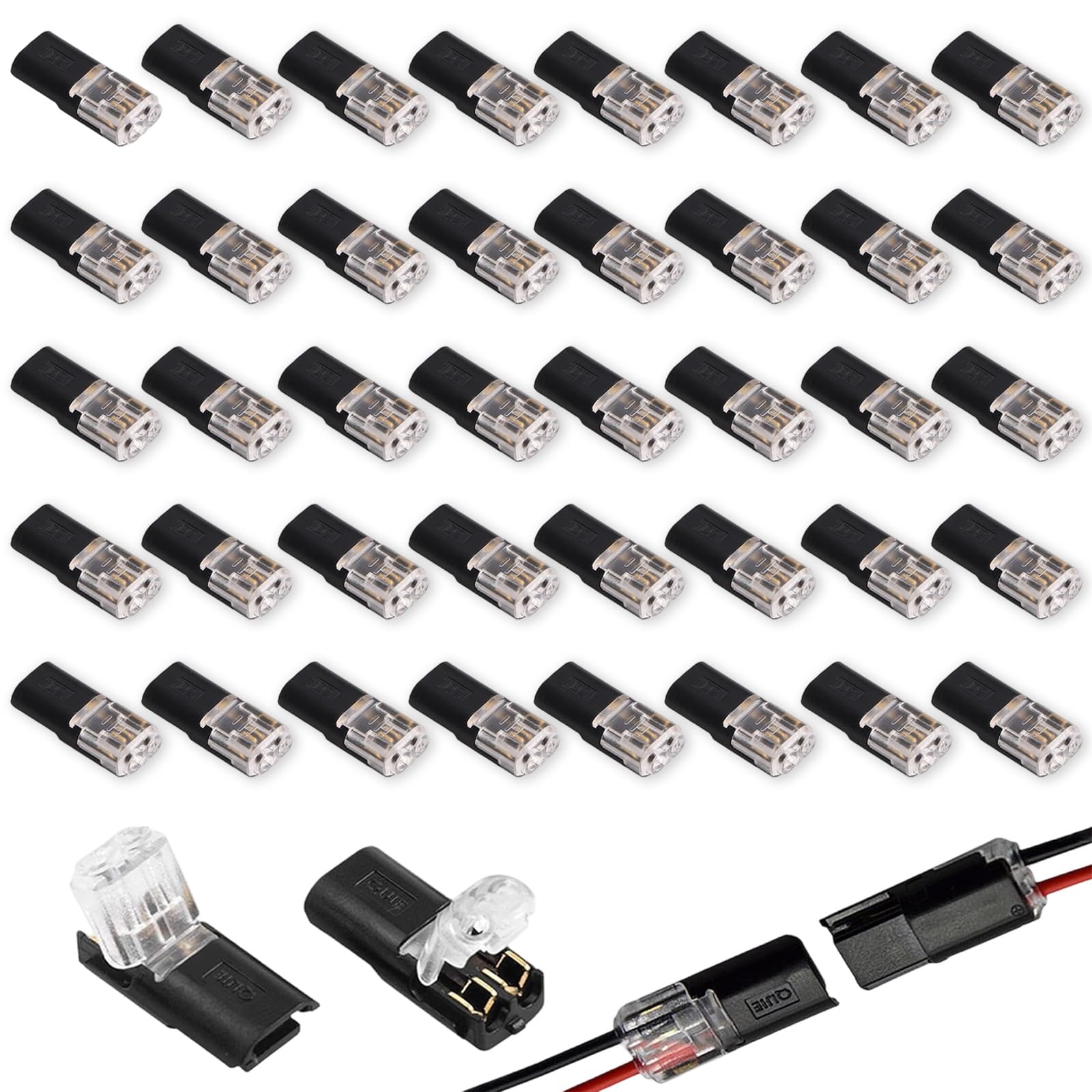 Weilin 40 Pcs Wire Connectors, 12v Waterproof Wire Connectors 2-Pin, Quick 12v Automotive Crimp Connector for 18-22 Awg Wires, Plug-In Cable Terminals for Cars and Trucks