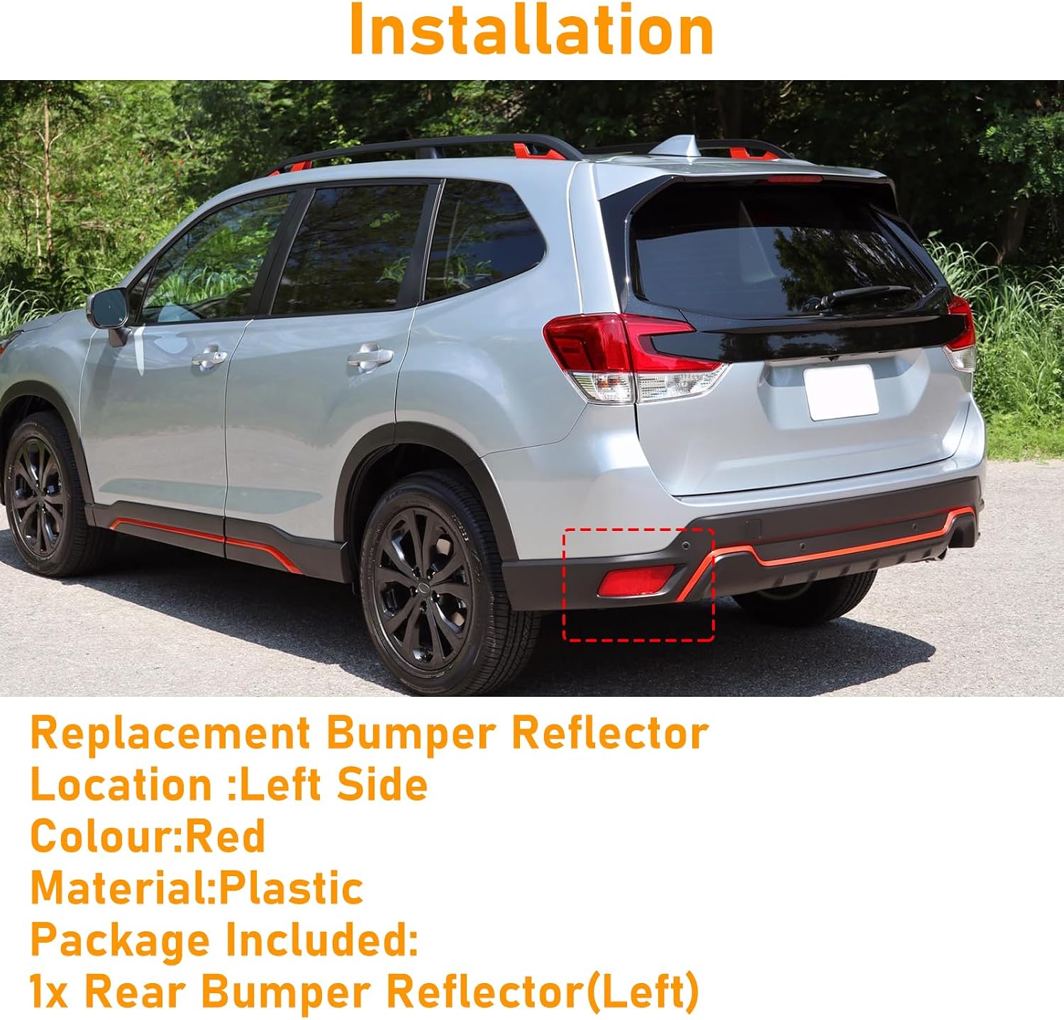 Compatible with Subaru Forester Rear Bumper Reflector 2019 2020 2021 2022 2023 2024,Left Driver Side Red Marker Trim Replacement for 84551SJ010,Forester Back Reflector Light W/O Bulb,1PC