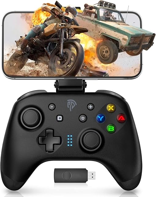 EasySMX Wireless PC Switch Controllers with Mobile Phone Holder and 2.4G, Switch Pro Bluetooth PC Steam Controller for Smartphones Android and iOS Tablets iPhone iPad