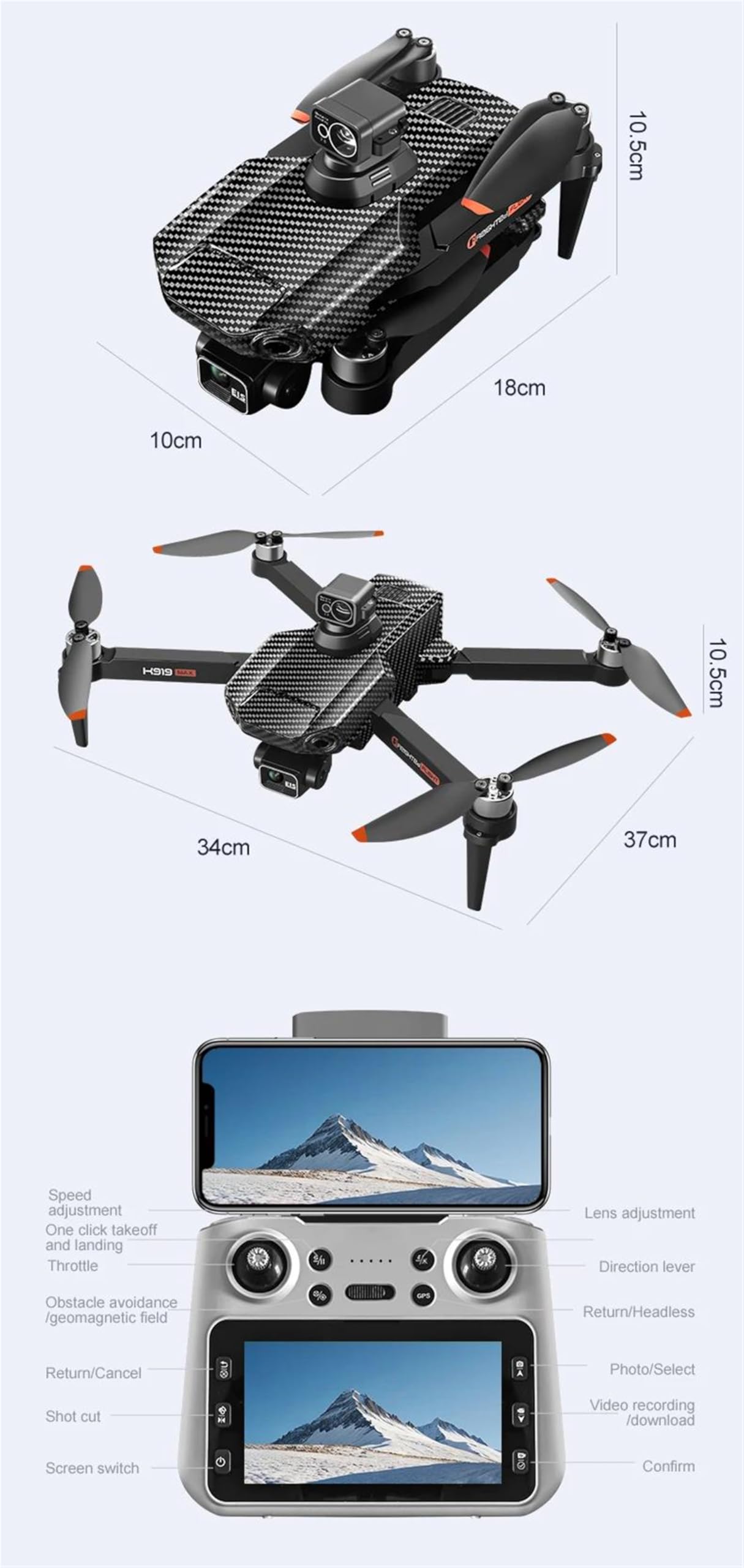 Single battery,Laser OAS,dron k919 max gps 5g profesjonalny 8k hd z 3-osiowym gimbalem, sterowaniem kamerą eis i ekranem, bezszczotkowy dron fpv z funkcją omijania przeszkód