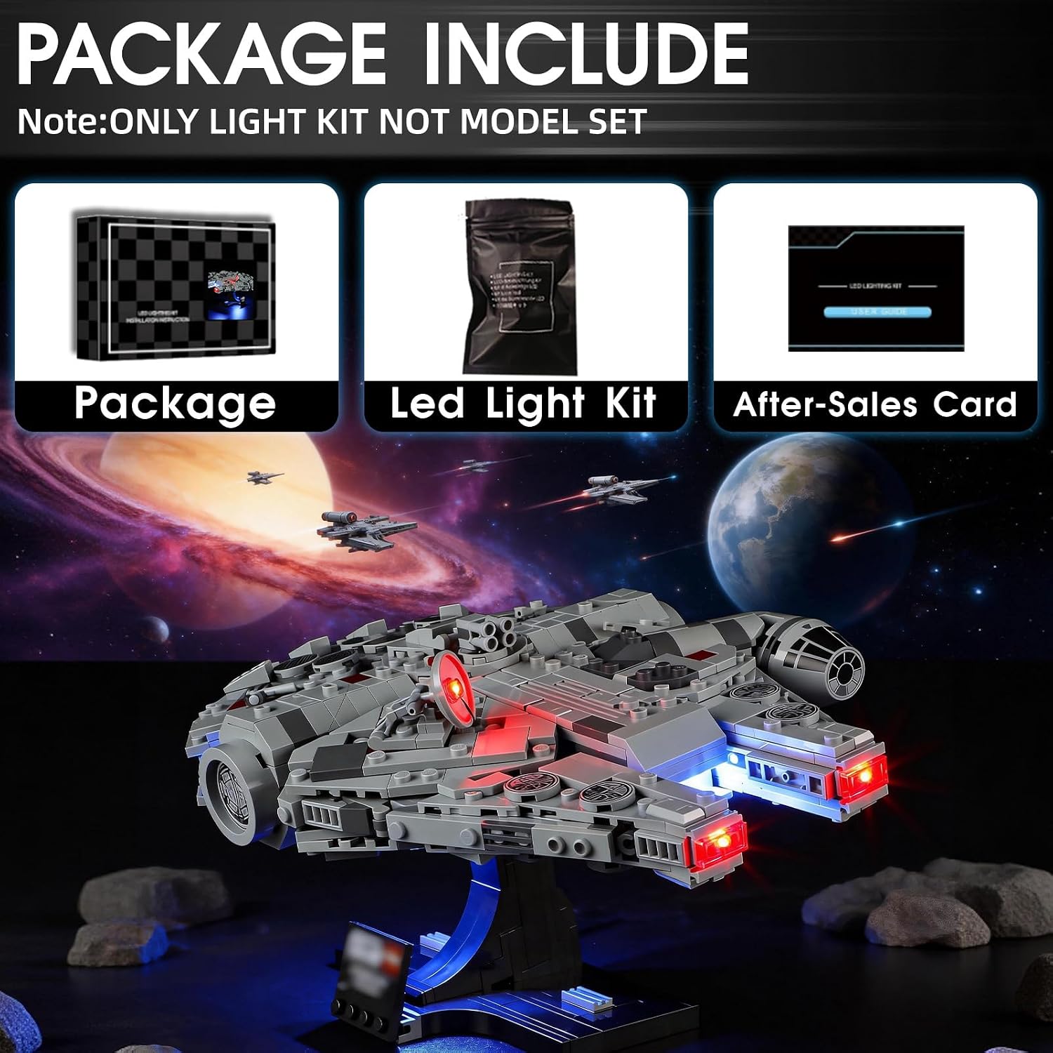 LED Light for Lego 75375 Millennium Falcon Set, Light Kit Compatible with Lego 75375 Set, Not Included The Model Set