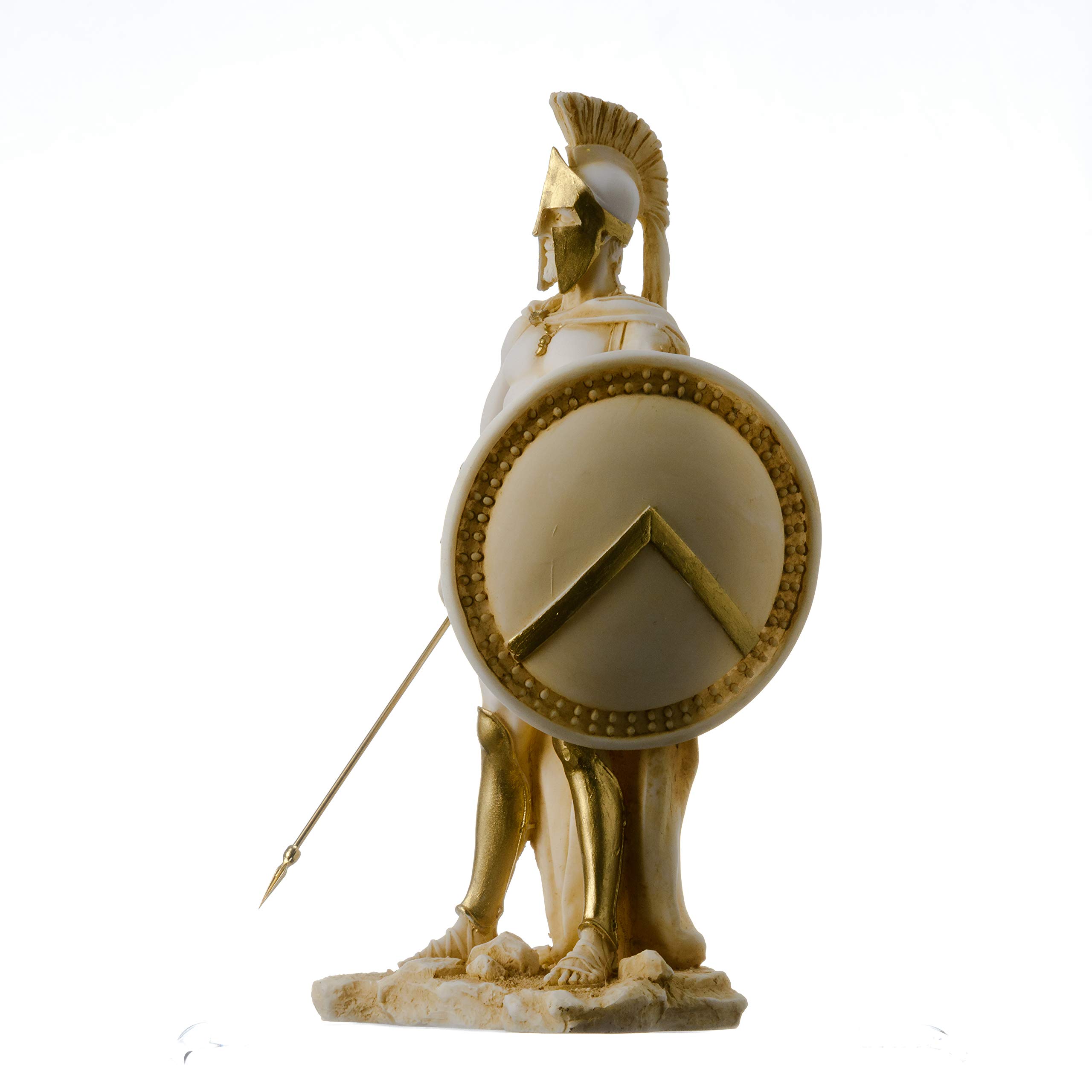 LEONIDAS Statua del re spartano greco scultura figura in alabastro tono oro 23 cm