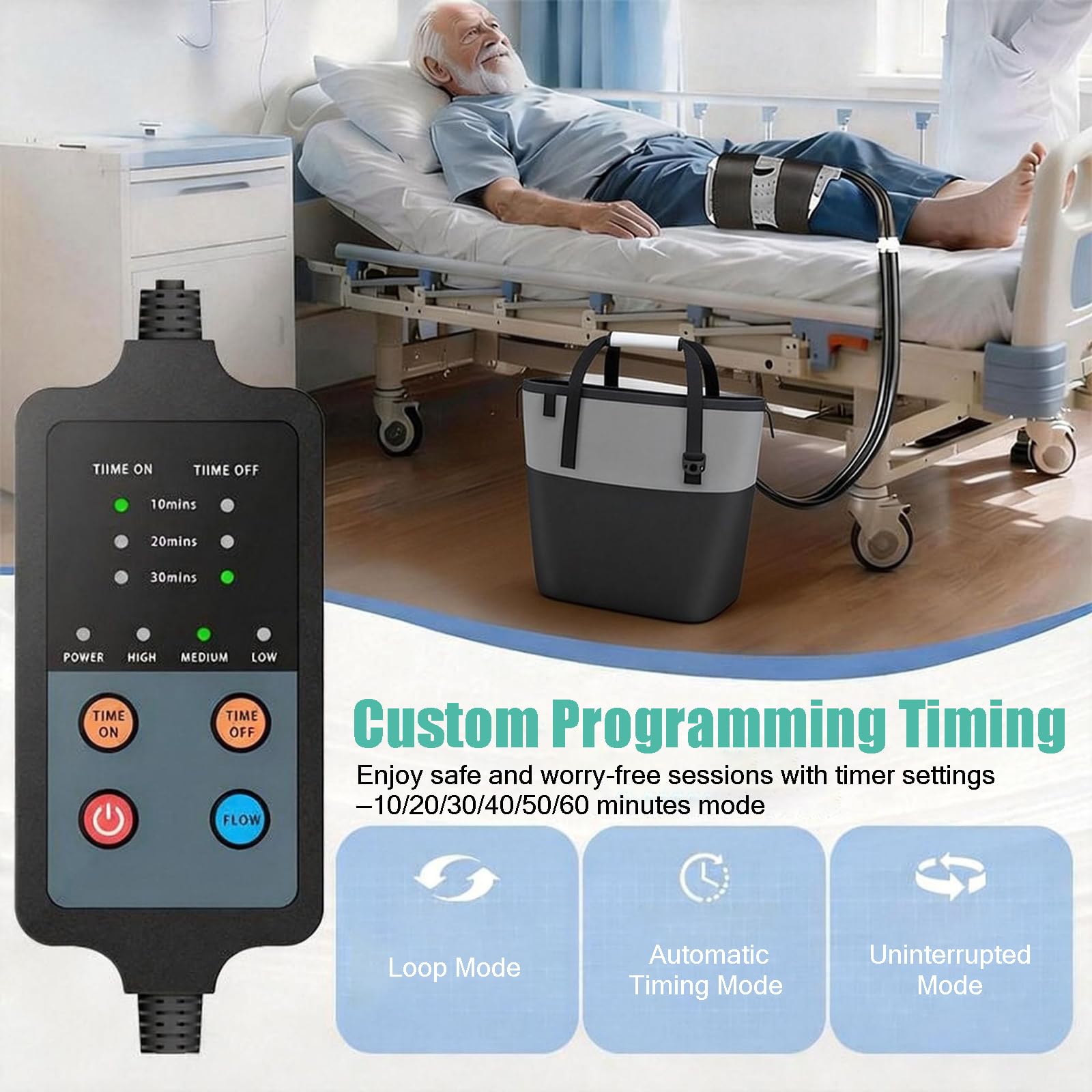 Máquina de Hielo para Rodilla Después de la Cirugía, Máquina Portátil de Terapia con Frío con Temporizador Programable, Lesiones Deportivas, Alivio del Dolor de Crioterapia Green