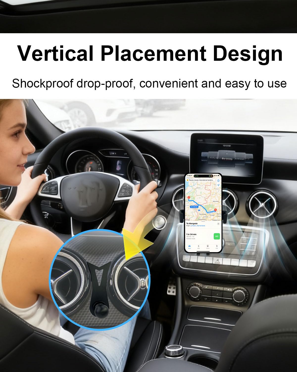 Supporto per Smartphone Auto Compatibile con Mercedes-Benz GLA X156 et CLA C117 (2013-2019), Supporto a Gravità Custom-Fit per Bocchette di Aria per