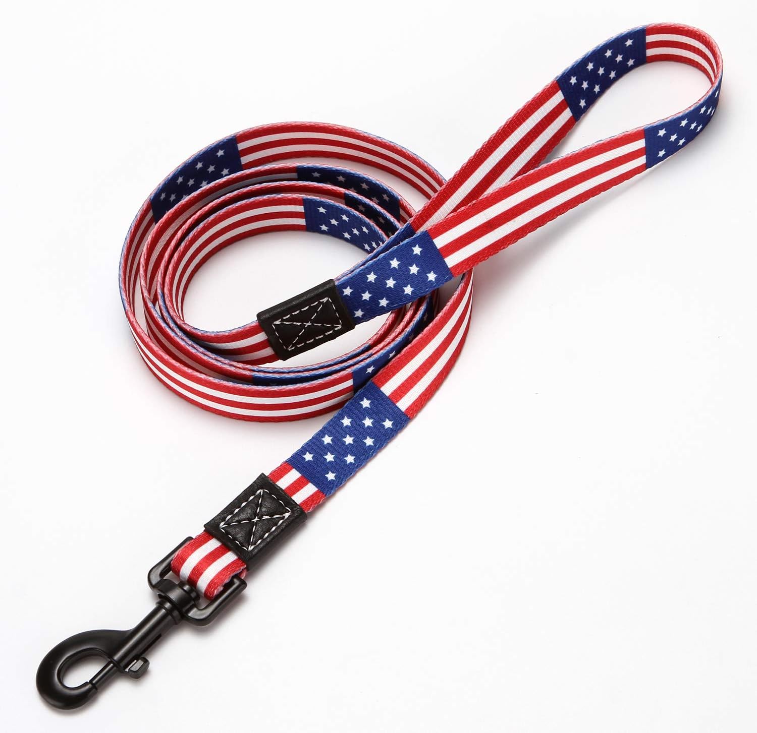 American Flag Dog Leash – Premium Nylon, Durable & Comfortable, 360° Rotating Metal Clip, Anti-Tangle Design, Ideal for Small to Medium Dogs (Leash L)