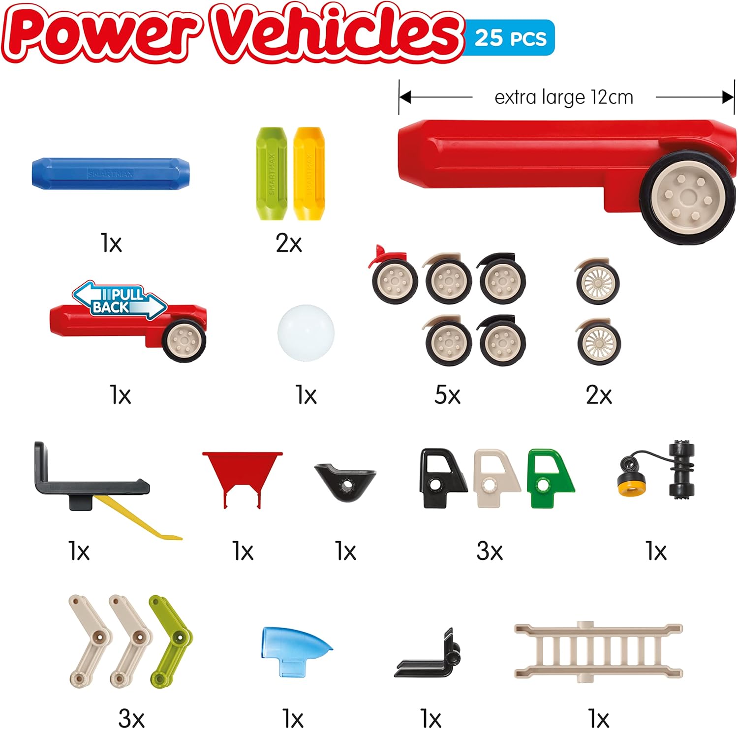 SMARTMAX - Power Vehicles, Magnetic Discovery Play Set, 25 Pieces, 3+ Years