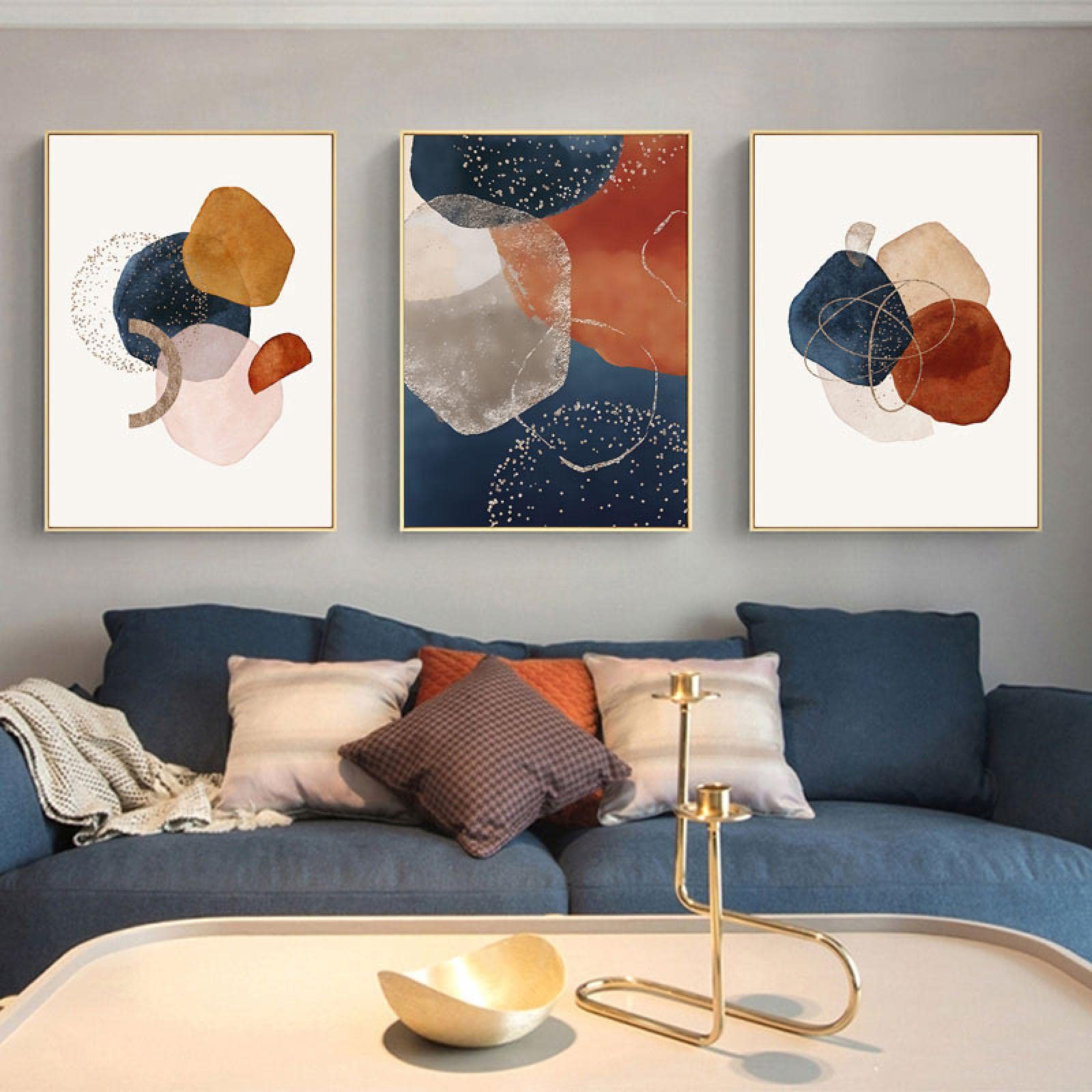 Affiches déco abstraite Boho 70x100 cm : lot de 3 toiles géométriques - 8