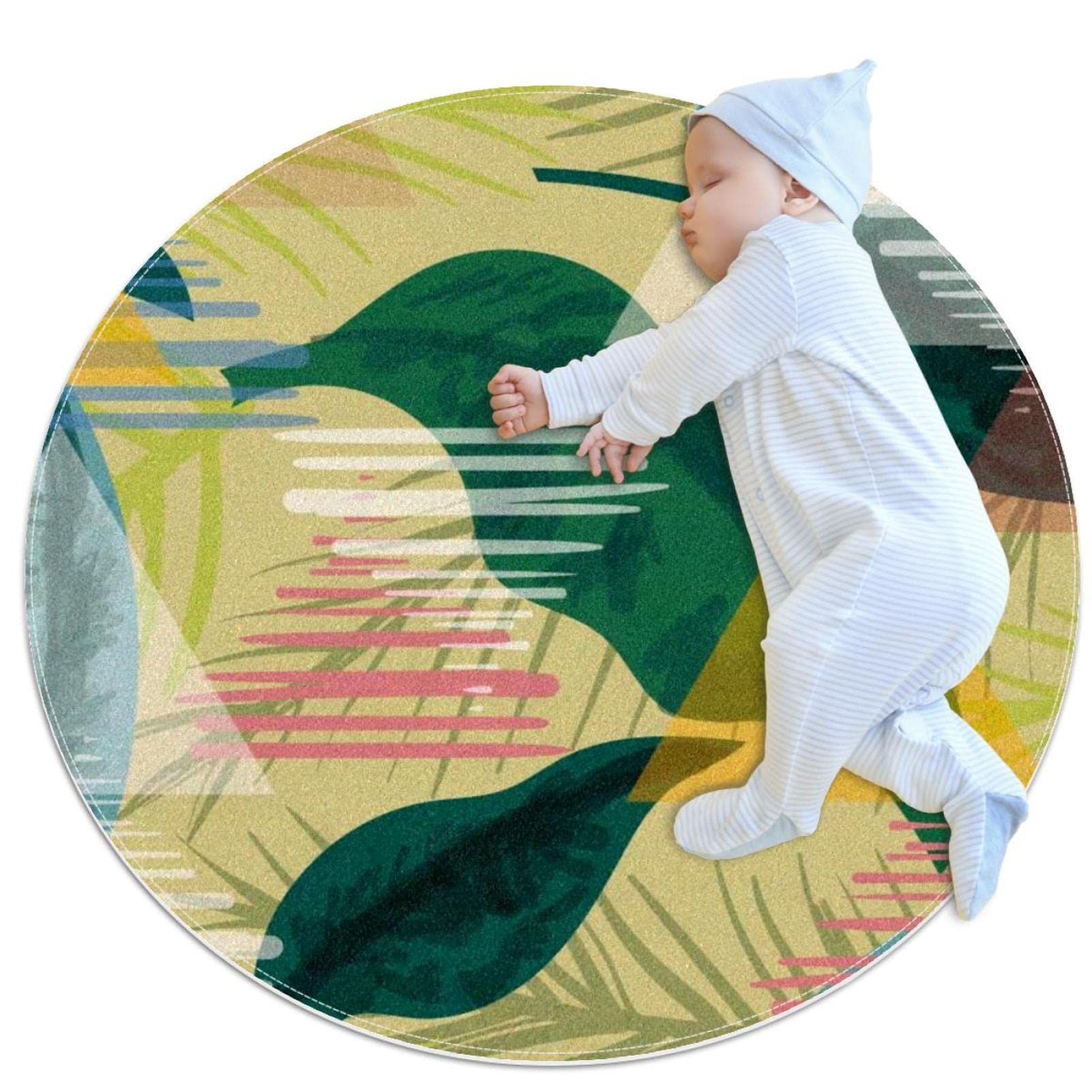 Tapis de bain antidérapant jaune avec feuilles pour chambre d'enfant