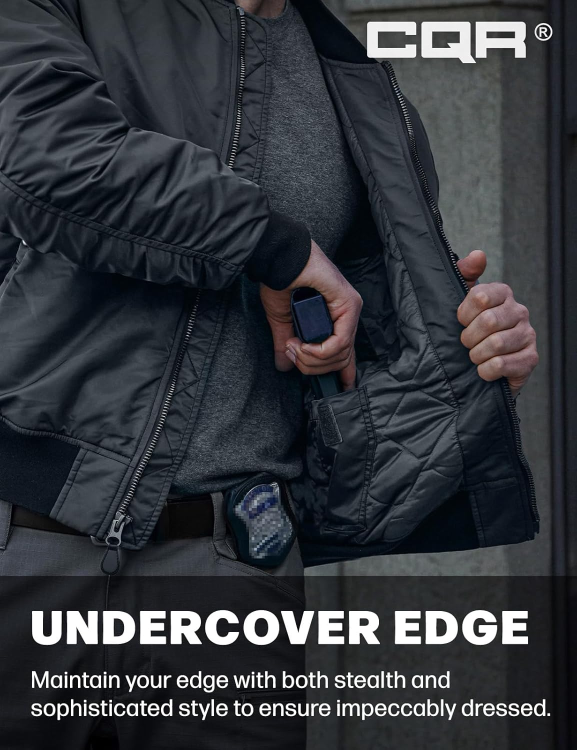 CQR Men's Casual Bomber Jacket, Outdoor Fall/Winter Zip-Up Windbreaker, Water Resistant Padded MA-1 Flight Jacket with Pocket - Image 5