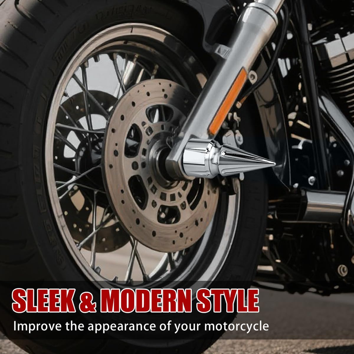 Front Axle Nut Covers CNC Black Chrome Caps Compatible with Harley Davidson Touring Sportster Trike Dyna Softail Street Glide Road King Iron 883 Fat Boy 2002-2024 (Chrome)