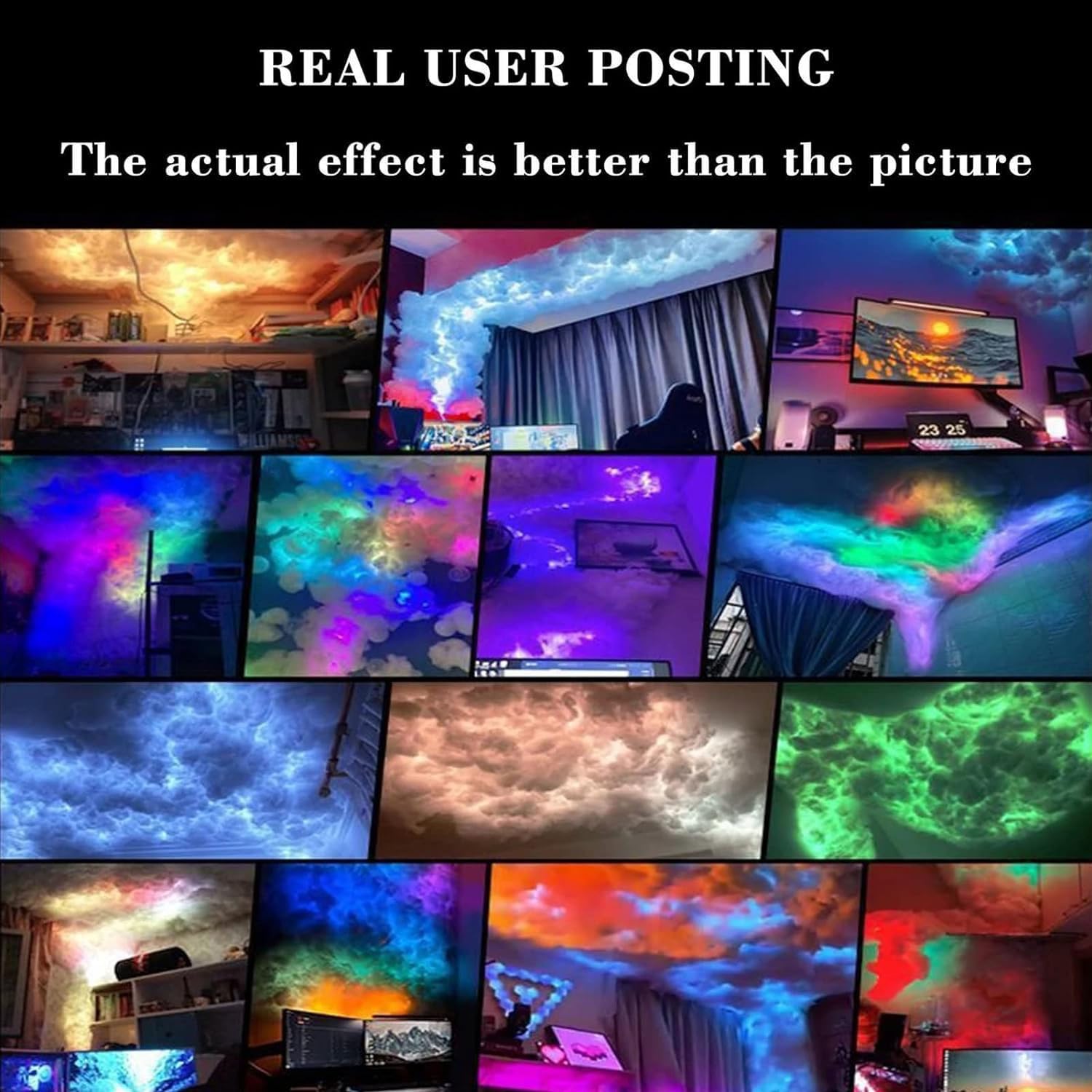 Lámpara de Nube de Trueno RGB de 16 pies (5 m), atmósfera de luz de Tira cambiante Multicolor Lámpara de Nube de Trueno Creativa de Bricolaje, para Fiesta en la Sala de Juegos del Dormitorio