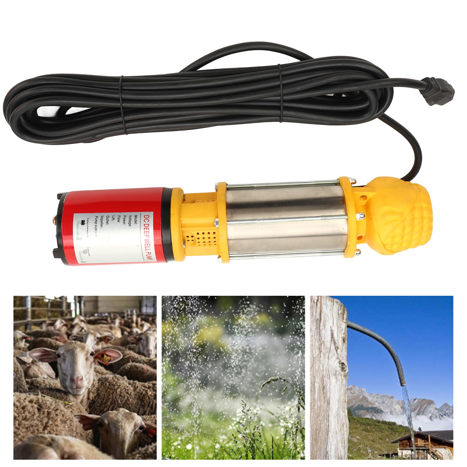 Focket Bomba de Pozo Sumergible Solar, 400W DC 48V 6m³ H Flujo 18m Elevación Acero Inoxidable, Bomba Sumergible DC con Juntas de Salida 1in 1 5in 2in para Riego de Jardines Agrícolas