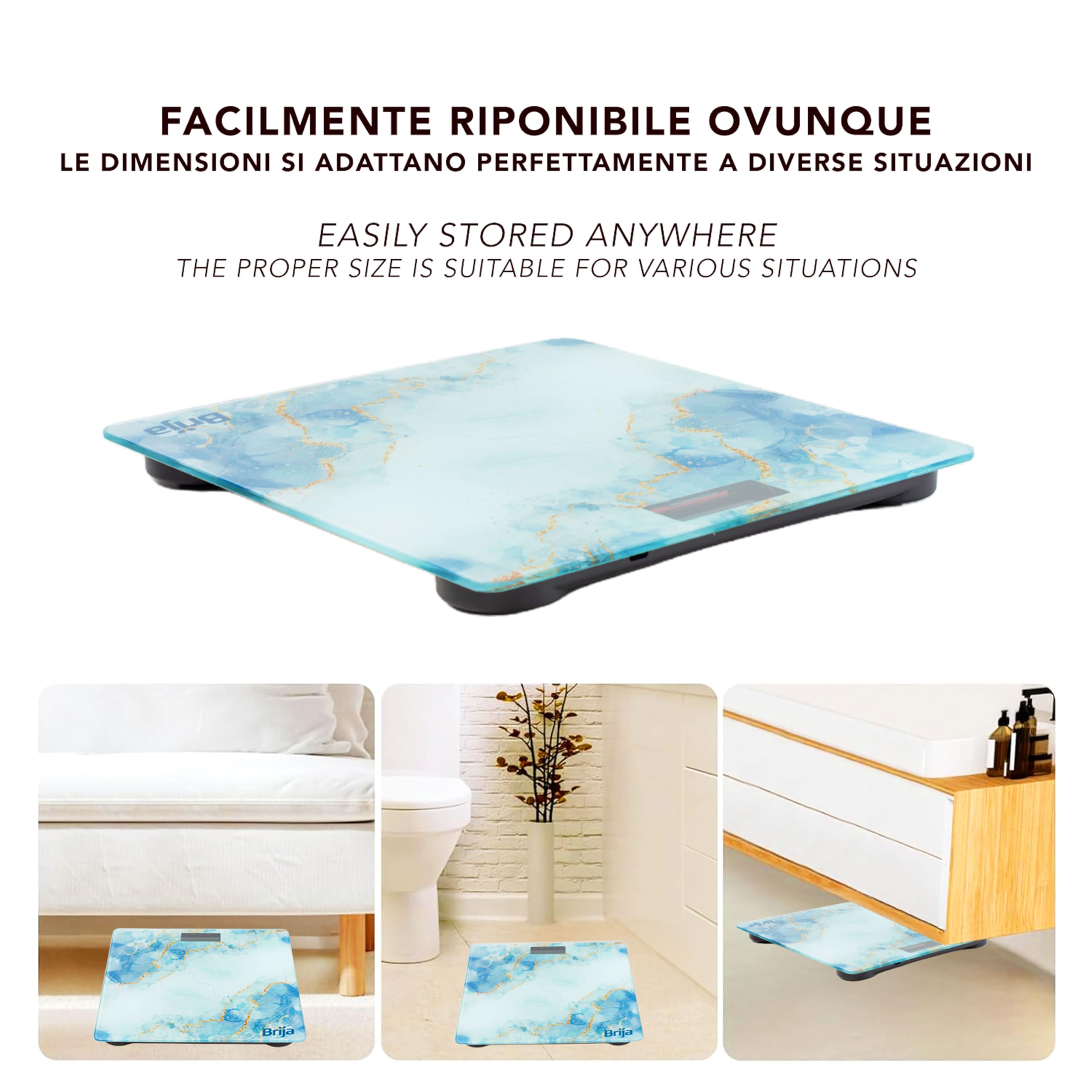 IPEA Bilancia Pesapersone Digitale Ultra Sottile - Tecnologia STEP ON - Massima Precisione Peso - Deisgn Effetto Marmo - Bilancia in Vetro Temperato con Display misurazione fino 0,1 KG - Max 180Kg