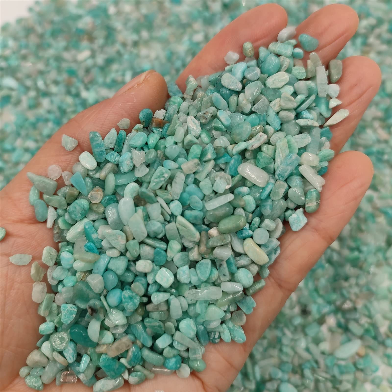 SPABOY Cristal Natural en Bruto 50 g/Paquete Mini amazonita Natural Piedra de Cristal de Cuarzo Chips Grava decoración de la habitación del hogar DIY Acuario jardín