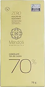Mendoá, Barra de chocolate premium 70% de cacau, Zero Açúcar, Clássico, 75 gramas