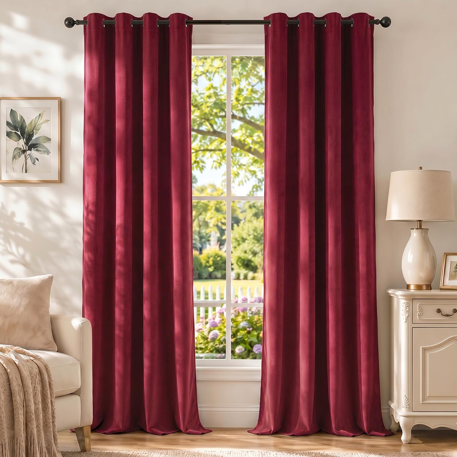 Ystyle Rideau Velours Thermiques Lot De 2, Rideau 100% Occultant, 140×225cm, Bourgogne