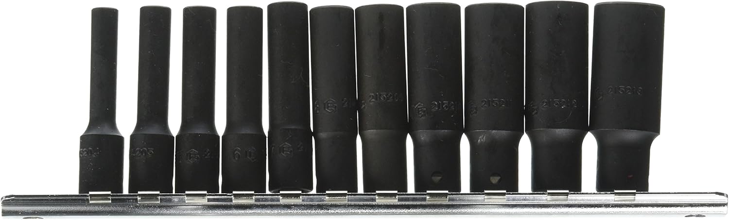 Genius Tools 11 Piece 1/4" Dr. Metric Deep Impact Socket Set TD-211M