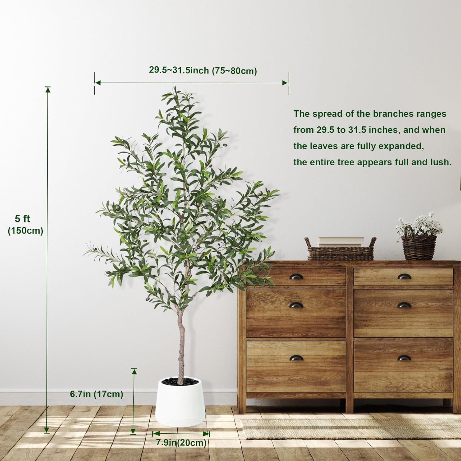 Artificial Olive Trees Indoor,Faux Olive Tree with White Planter Pot,Artificial Plants Lifelike Fruits for Home Office MeetingRoom Living Room Indoor Outdoor Decor(4.2ft) - Image 4