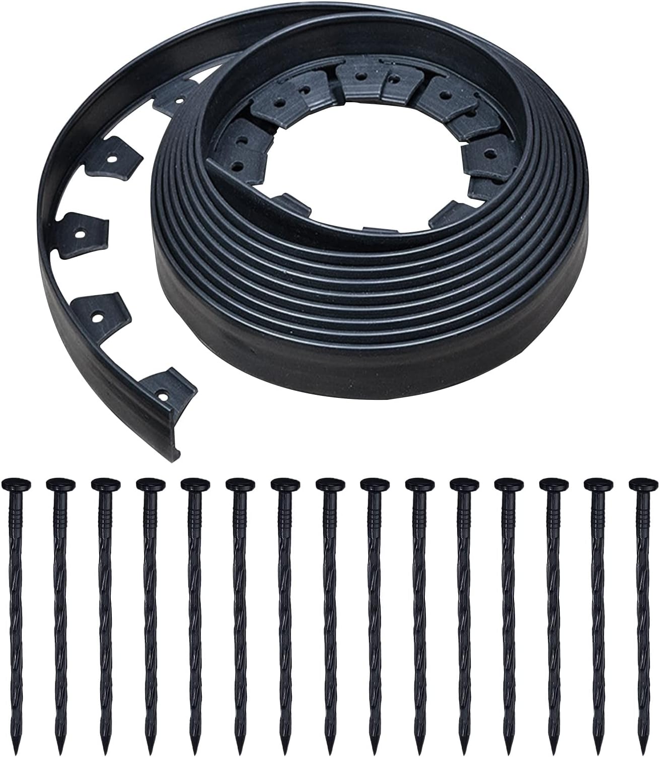 Flexible Plastic Garden Lawn Edging with 40 Pegs (10m or 30 feet