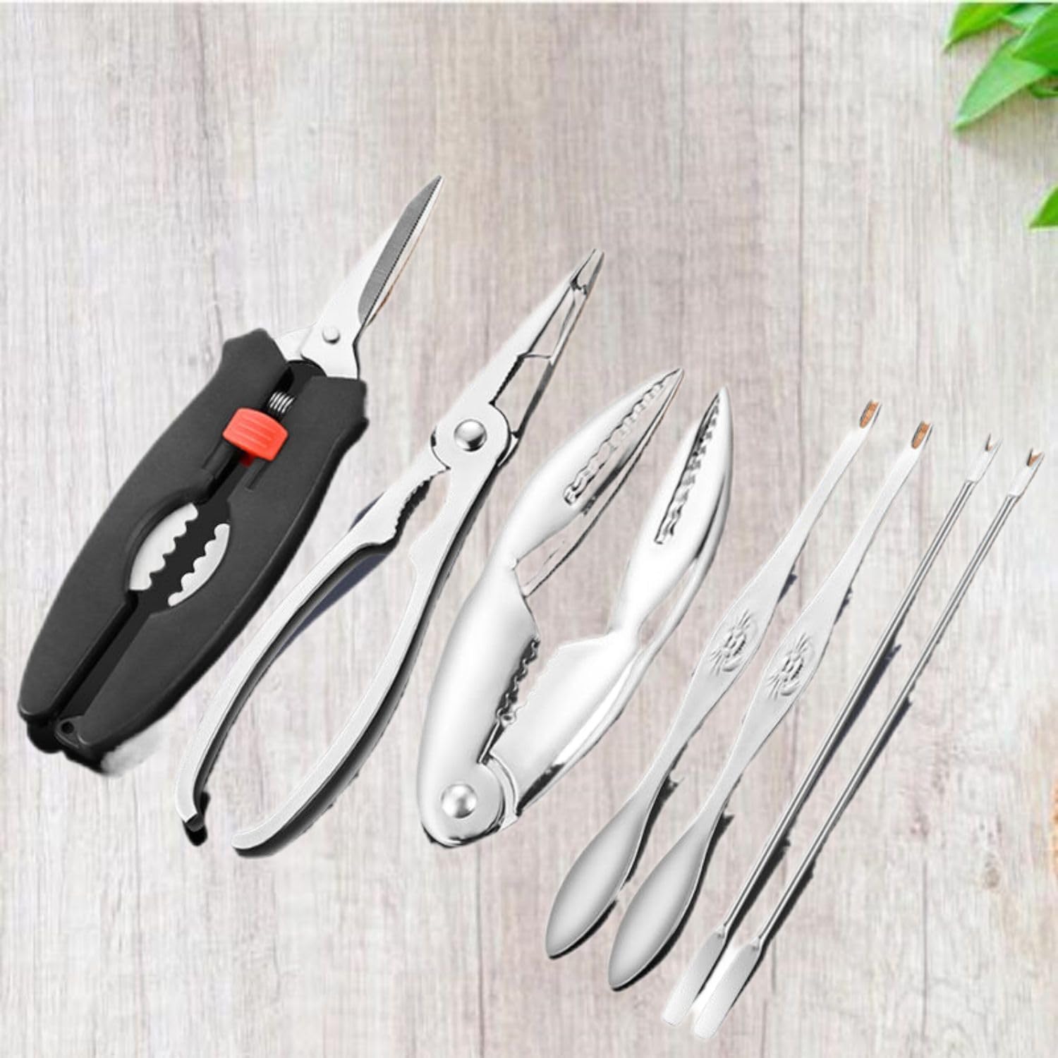 厨房吃蟹工具蟹八件不锈钢家用大闸蟹龙虾螃蟹 Seafood Tools Set includes 专用神器蟹夹蟹钳 Household Cleaning，Kitchen Storage Essentials