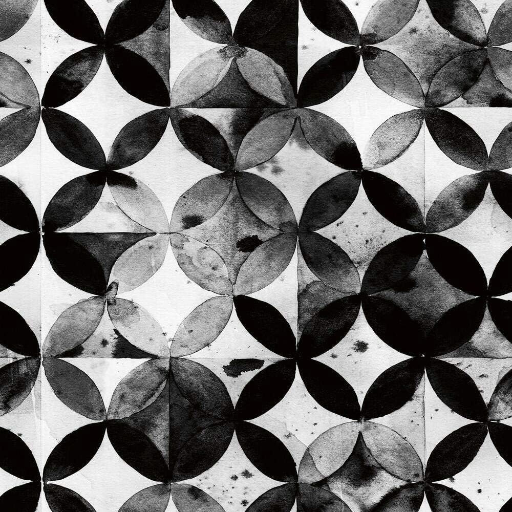 RoomMates RMK11353RL Paul Brent Black Moroccan Tile Peel and Stick Wallpaper