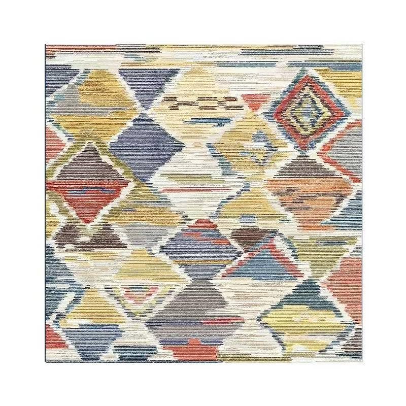Tapis de salon jaune multicolore pour une ambiance rétro