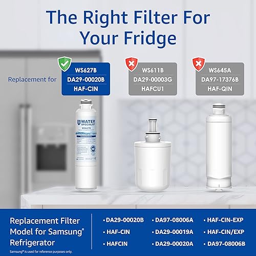 Miniatura 2 de Waterspecialist DA29-00020B Filtro de agua para refrigerador, repuesto para Samsung DA29-00020A/B, HAF-CIN/EXP, DA29-00020B-1, RF25HMEDBSR,