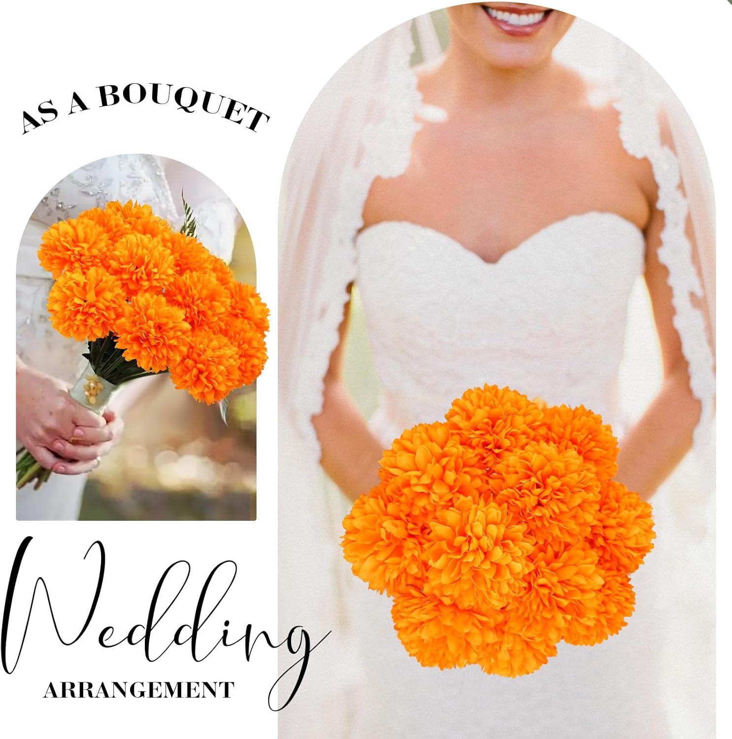 12 Pcs Orange Artificial Chrysanthemums Fall Flowers Silk Marigold Fake Mums Flowers for Home Party Centerpiece Vase Decor - Image 9