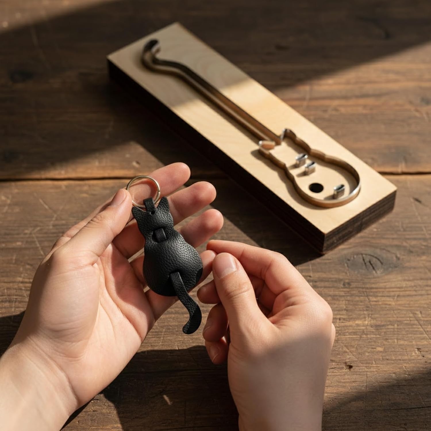 Clicker Dies Cut Shape for Leather – Creative Wooden Punching Die Cut Cat Mold, Handcraft Template DIY Tool Cutter, Cutting Strap Leathercraft Stencil Craft Tools Knife Mould for Keychain Bracelet
