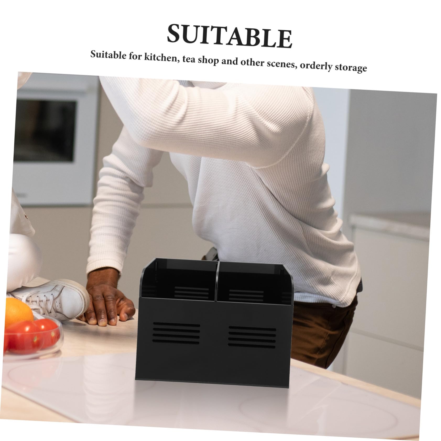 Acryl Strohhalmhalter Schwarz für Theke, Offene Aufbewahrungsbox | Kompaktes Design, Leicht zu Reinigen, Geeignet für Bambusspieße und Strohhalme im Restaurant
