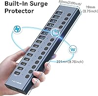 Vista 7 de Powered USB 3.2 Hub, ACASIS 16 Ports USB 3.2 Hub(8 USB-A 3.2 Ports+8 USB-C 3.2 Ports), Aluminum USB Hub Powered with 96W Power Adapter, USB Hub for