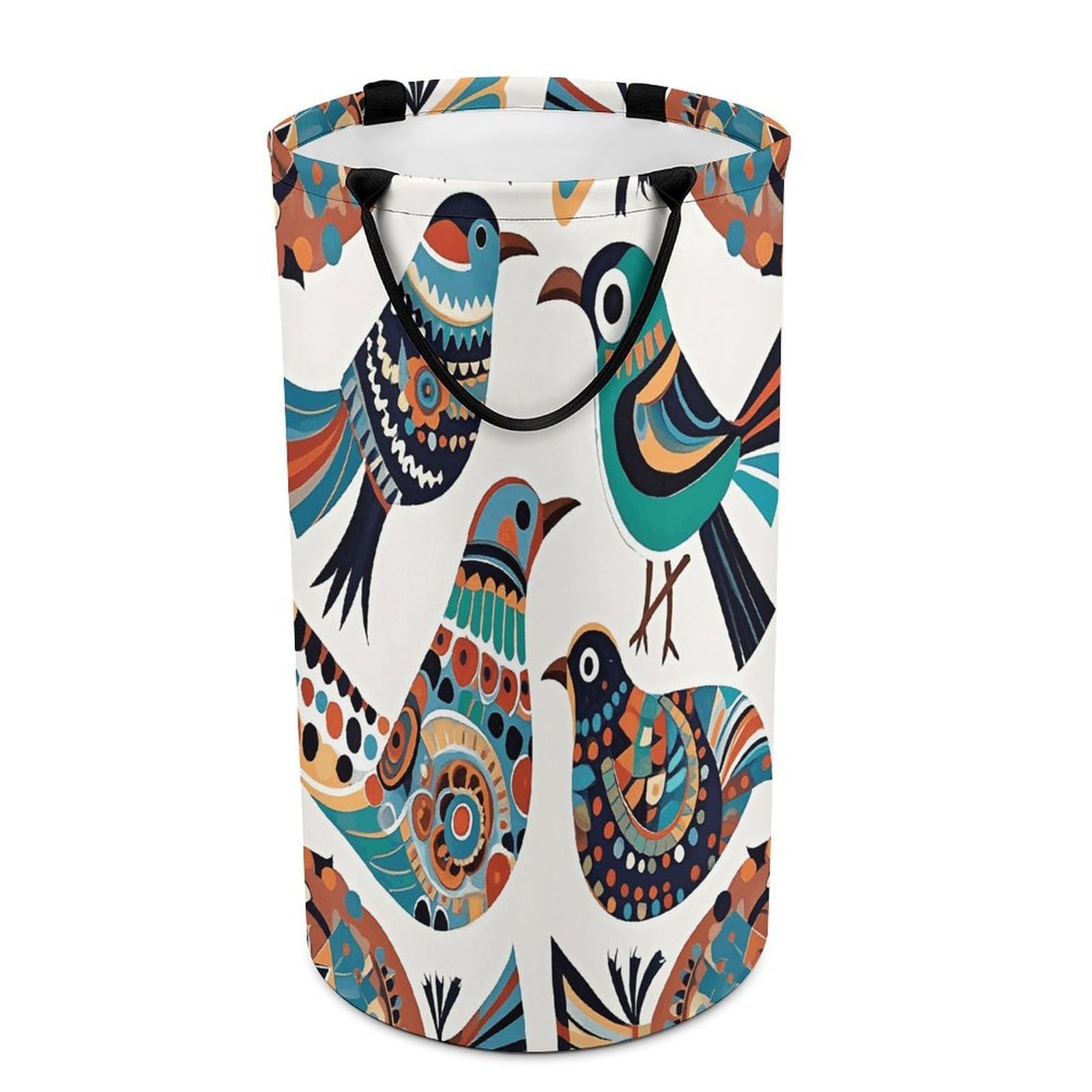 Ethnic Style Birds Laundry Basket with Handles Large Collapsible Laundry Bag Freestanding Waterproof Clothes Hamper Decor Storage of Dirty Clothe for Family Bathroom 86L