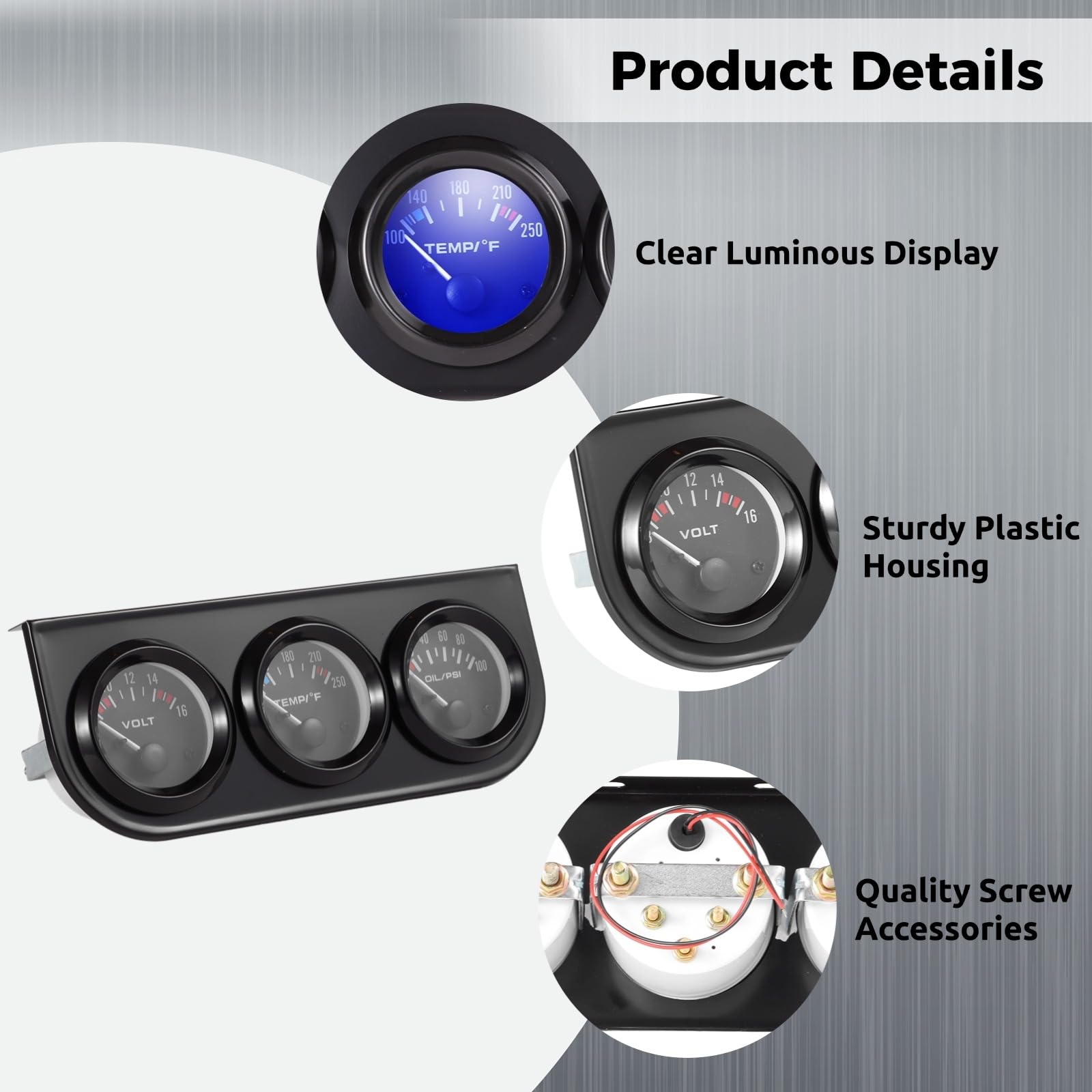 Suuonee multiple display, 52mm triple display 3 in 1 multimeter water