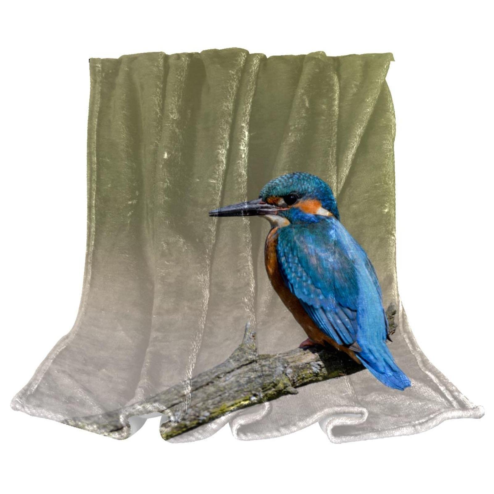 beautiful blue kingfisher Fleece Throw Blanket for Couch Lightweight Plush Fuzzy