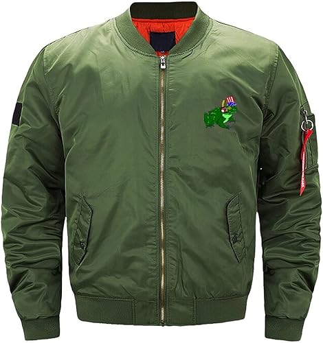 Funny Frog Listening to Music Men's Flight Bomber Jackets Thicken Windproof Windbreaker Military Jacket Full Zip Outwear disponible en Yaxa Colombia