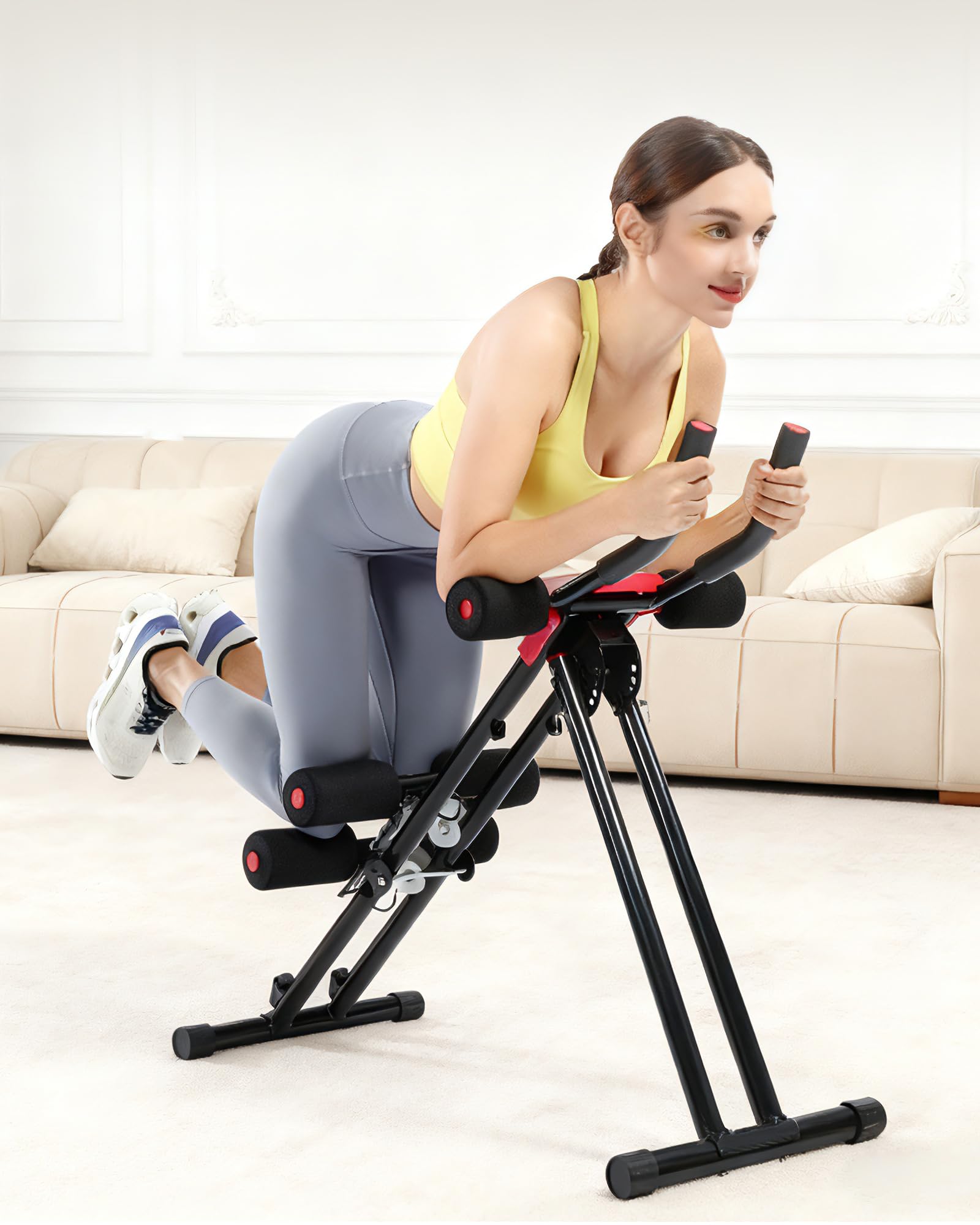 GUUG Bauchmuskeltrainer Bauchtrainer für Zuhause: Bauch Trainingsgerät Klappbar Bauchmuskeltraining Gerät Fitness Bauchtraining Abdominalmaschine Home Gym Equipment für Zuhause Männer Frauen