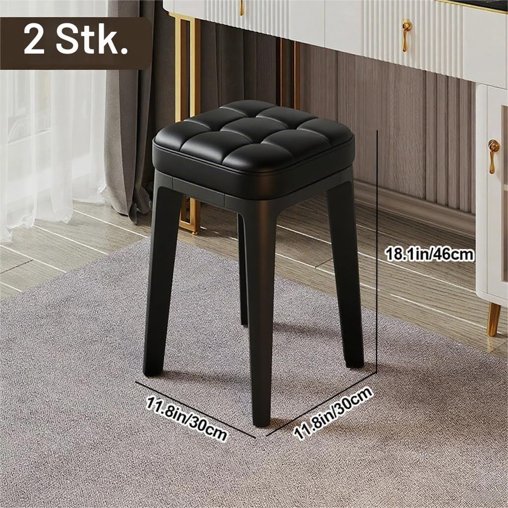 Barhocker-Set mit 2 Stück, rückenfreie Hocker in Gegenhöhe, industrielle stapelbare Barstühle mit Fußstütze für Küche/Esszimmer/Bistro/Terrasse (Schwarz 9)